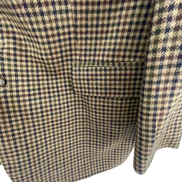 Kasper Men's Houndstooth Wool Blazer Brown 44T Tan Three Button Academia Office - Picture 6 of 8